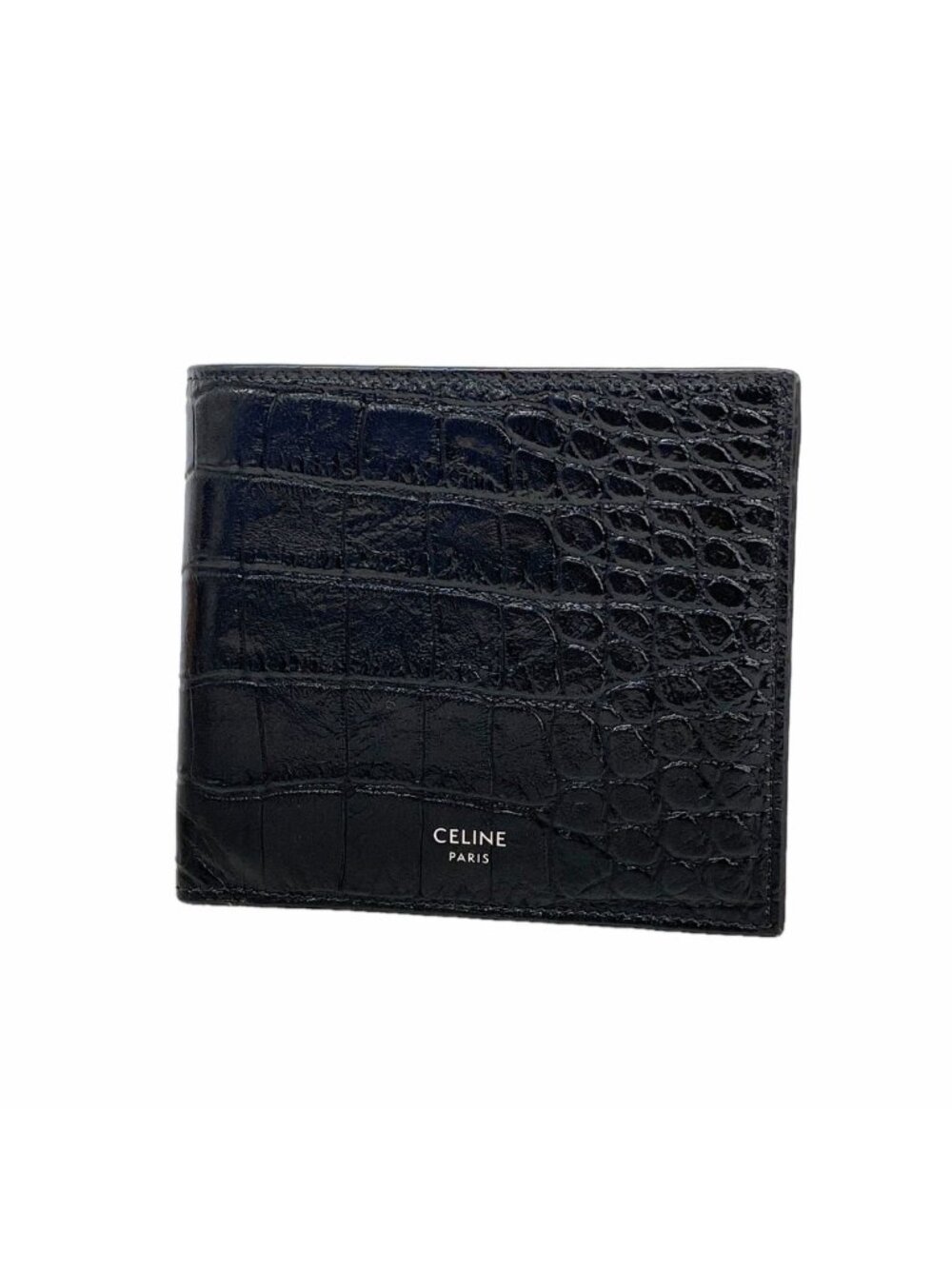 Celine Wallet Leather Black Silver